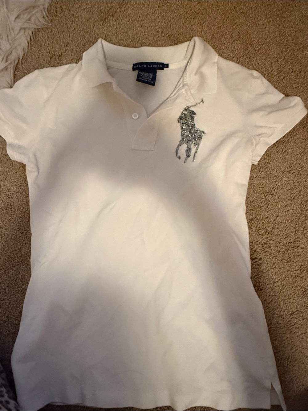 Ralph Lauren White Polo with Silver Logo